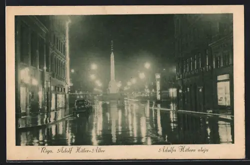 AK Riga, Allee bei Nacht