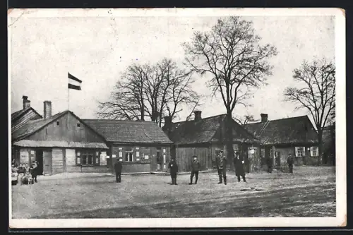 AK Brest-Litowsk, Strassenpartie mit Soldaten und Zivilisten