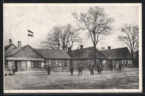 AK Brest-Litowsk, Strassenpartie mit Soldaten und Zivilisten