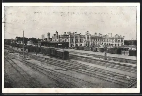 AK Brest-Litowsk, Bahnhof mit Güterzug