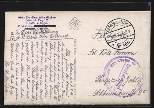 AK Wilna, Ortsansicht aus der Vogelschau