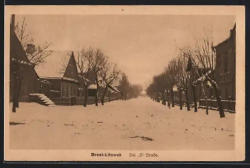 AK Brest-Litowsk, Die G-Strasse im Winter