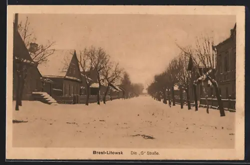 AK Brest-Litowsk, Die G-Strasse im Winter