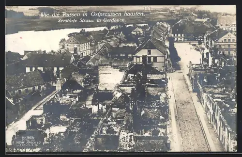 AK Gerdauen /Ostpreussen, Zerstörte Strasse
