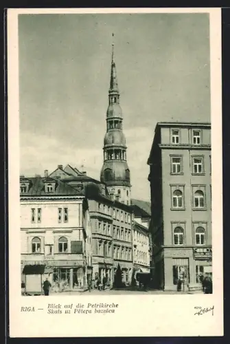AK Riga, Blick auf die Petrikirche