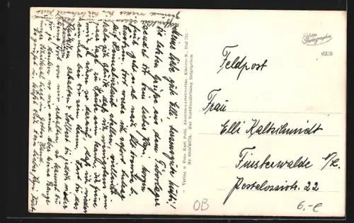 AK Tiborlager, Strassenpartie mit Radfahrer im Hintergrund