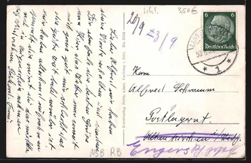 AK Langenbielau, Ortsansicht mit Hoher Eule vom Hutberg gesehen