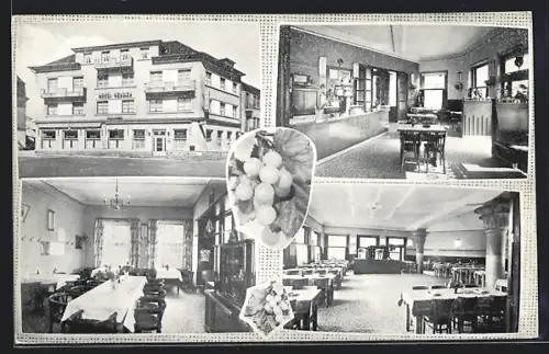 AK Wasserbillig, Innen- und Aussenansicht vom Hotel-Restaurant Hengen