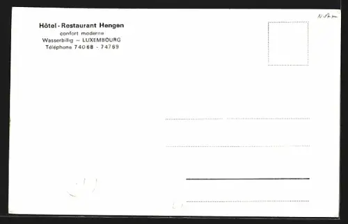 AK Wasserbillig, Innen- und Aussenansicht vom Hotel-Restaurant Hengen