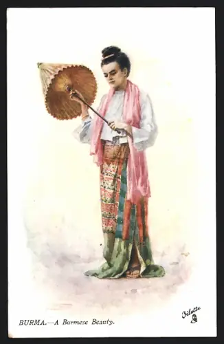 Künstler-AK Burma, A Burmese Beauty