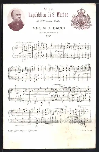 AK S. Marino, Alla Repubblica di s. Marino, Inno di G. Dacci