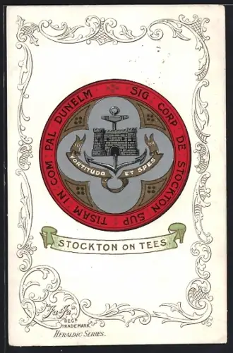 AK Stockton on Tees, Wappen und Ornament-Rahmen