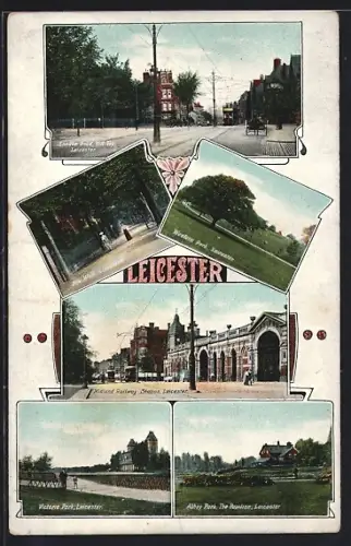 AK Leicester, Western Park, Midland Railway Station, Victoria Parc