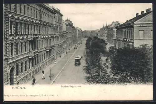 AK Brünn / Brno, Strassenbahn auf der Schmerlingstrasse