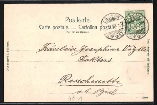 AK Luzern, Seebrücke mit Strassenbahn und Pferdekutsche