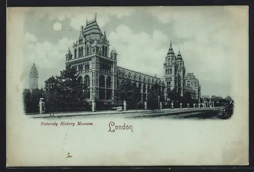 Mondschein-AK London, Naturaly History Museum