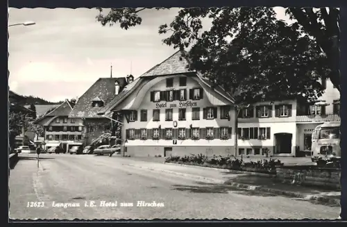 AK Langnau i. E., Hotel zum Hirschen mit Strasse