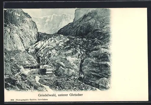 AK Grindelwald, Unterer Gletscher mit Gebäude