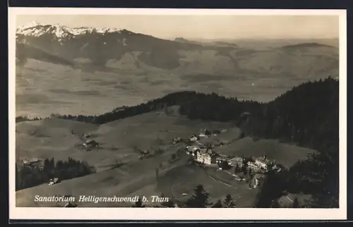 AK Heiligenschwendi b. Thun, Sanatorium mit Umgebung aus der Vogelschau