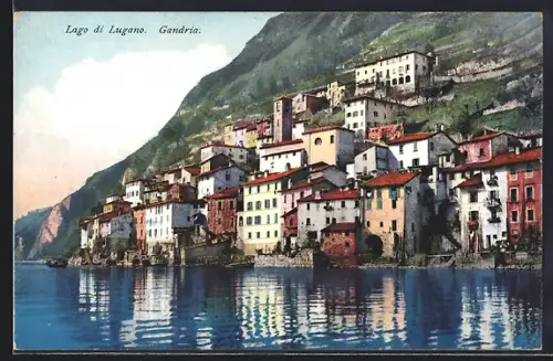AK Gandria /Lago di Lugano, Ortspanorama vom Wasser aus