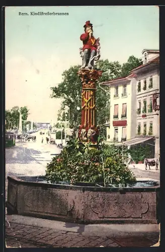 AK Bern, Kindlifresserbrunnen mit Strasse
