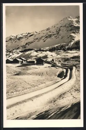 AK Maloja, Run, Ortsansicht im Winter