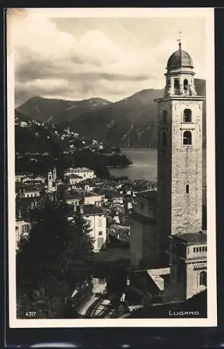 AK Lugano, Ortsansicht aus der Vogelschau