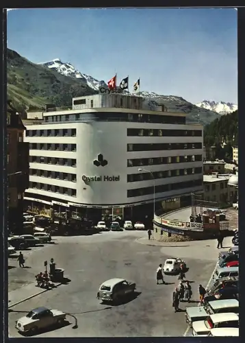 AK St. Moritz, Crystal Hotel aus der Vogelschau