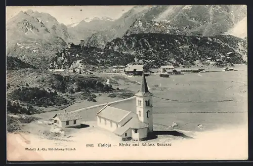 AK Maloja, Kirche mit Schloss Renesse