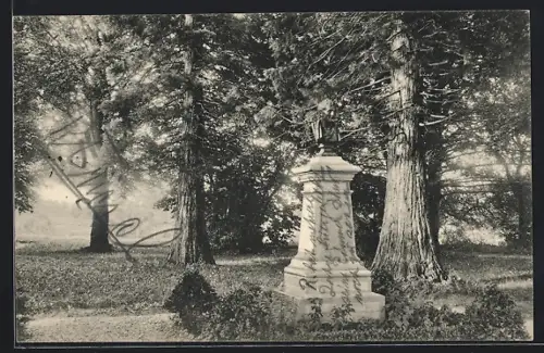 AK St. Petersinsel, Rousseaudenkmal mit Parkanlage