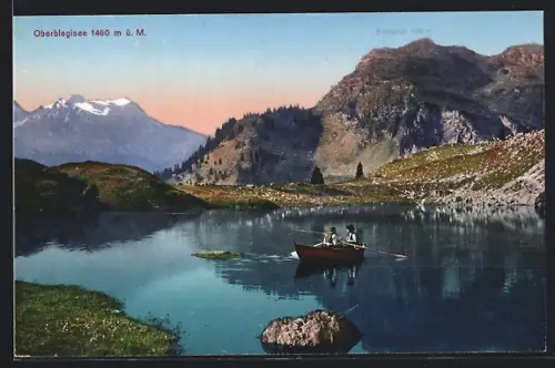 AK Oberblegisee, Panorama mit Kneugrat und Boot
