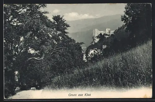 AK Klus, Panorama mit Burg