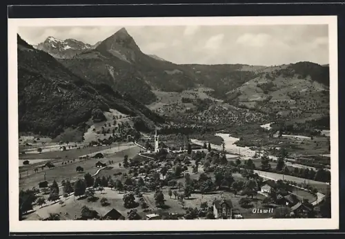 AK Giswil, Ortspartie mit Kirche