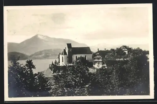 AK Risch am Zugersee, Kurhaus Waldheim mit Kirche