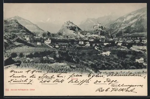 AK Sion, Ortspartie mit Bergen