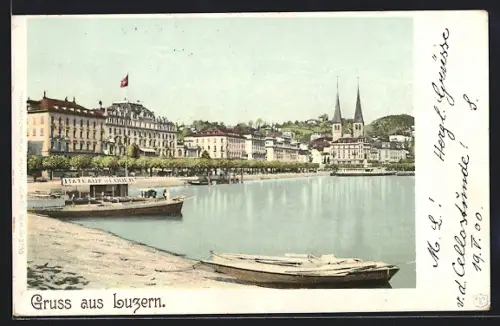 AK Luzern, Uferpartie mit Hotel