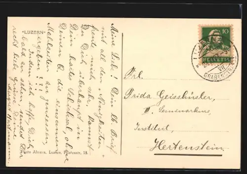 AK Luzern, Uferpartie mit Dampfer