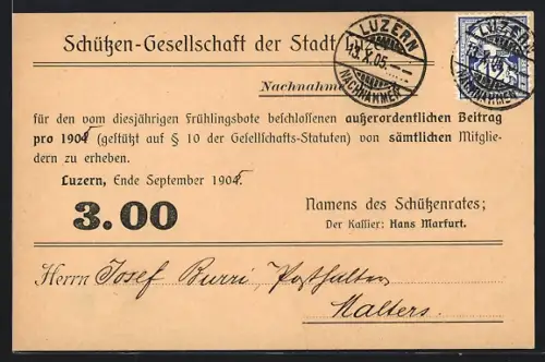 AK Luzern, Nachnahme der Schützengesellschaft