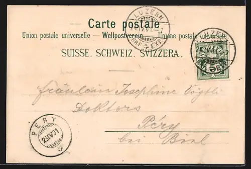 Lithographie Luzern, Dächli-Turm, Allenwinden-Turm, Pulverturm