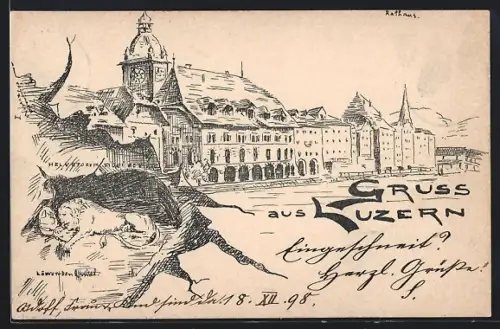 Künstler-AK Luzern, Partie am Rathaus