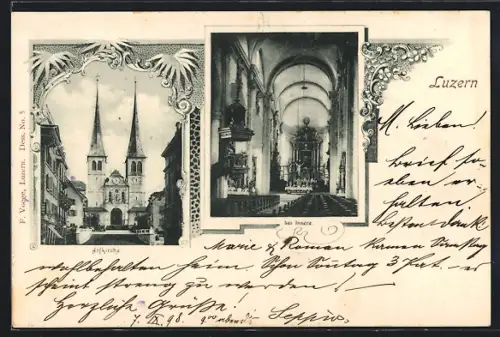 AK Luzern, Gesamtansicht Hotkirche, Innenansicht