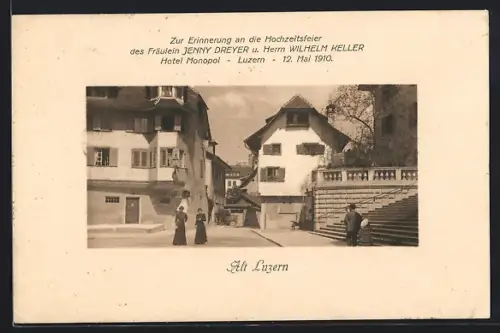 AK Luzern, Strassenpartie am Hotel Monopol
