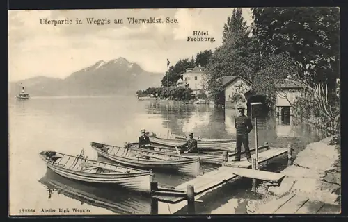 AK Weggis am Vierwaldst.-See, Uferpartie mit Hotel Frohburg