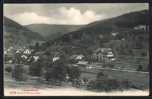 AK Langenbruck, Ortsansicht mit Talblick