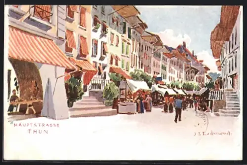 Künstler-AK Thun, Partie der Hauptstrasse