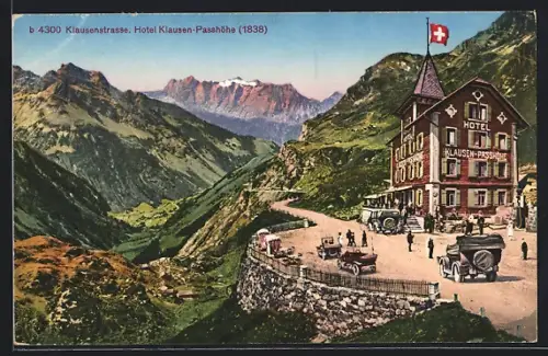 AK Klausen-Passhöhe /Klausenstrasse, Hotel mit Bergpanorama