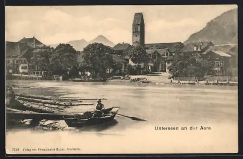 AK Unterseen an der Aare, Blick auf den Ort