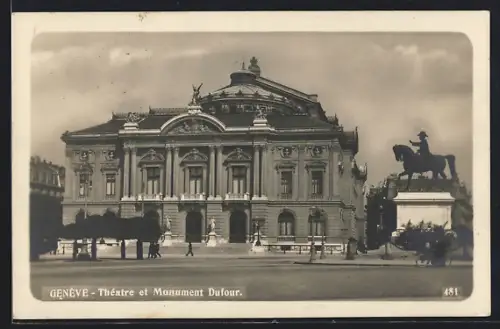 AK Genève, Théatre et Monument Dufour