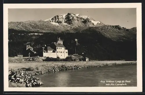 AK Silvaplana, Schloss mit Piz Corvatsch
