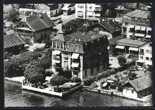 AK Weggis, Hotel Rigi am See aus der Vogelschau, Bes. Fam. Spicker